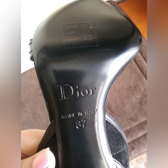 Dior black suede & leather heeled sandals with silver tone detailing in size 37 - Picture 4 of 7